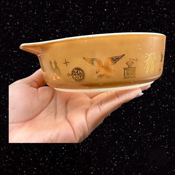 Vintage Pyrex Early American Refrigerator Dish Brown & White 471 1pt 7.5”W 2”T - Picture 11 of 11